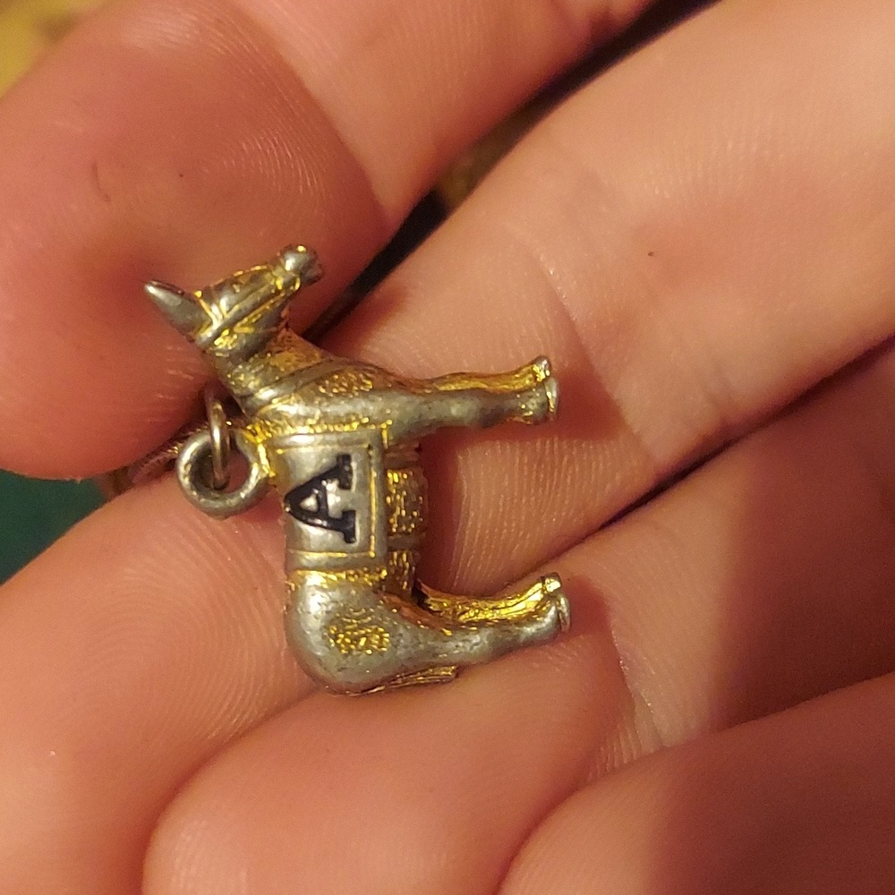 "A" gold tone horse charm. Vintage. By kinney.